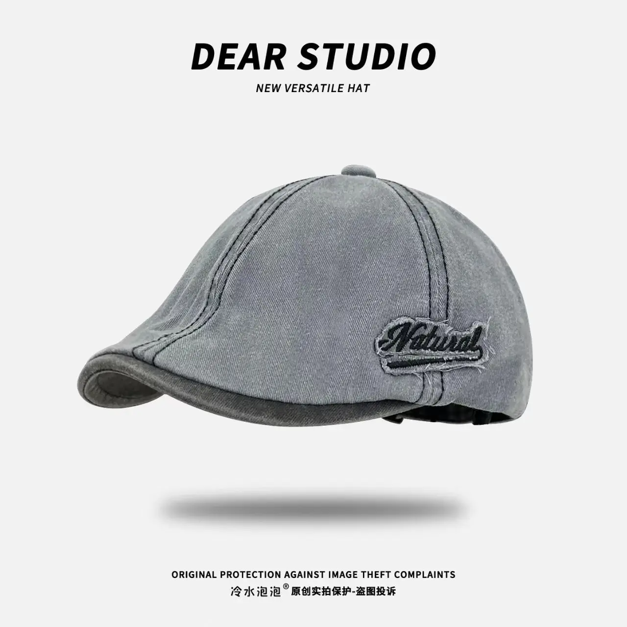 Washed Denim Japanese Face-Slimming Cap for Women - Image 5