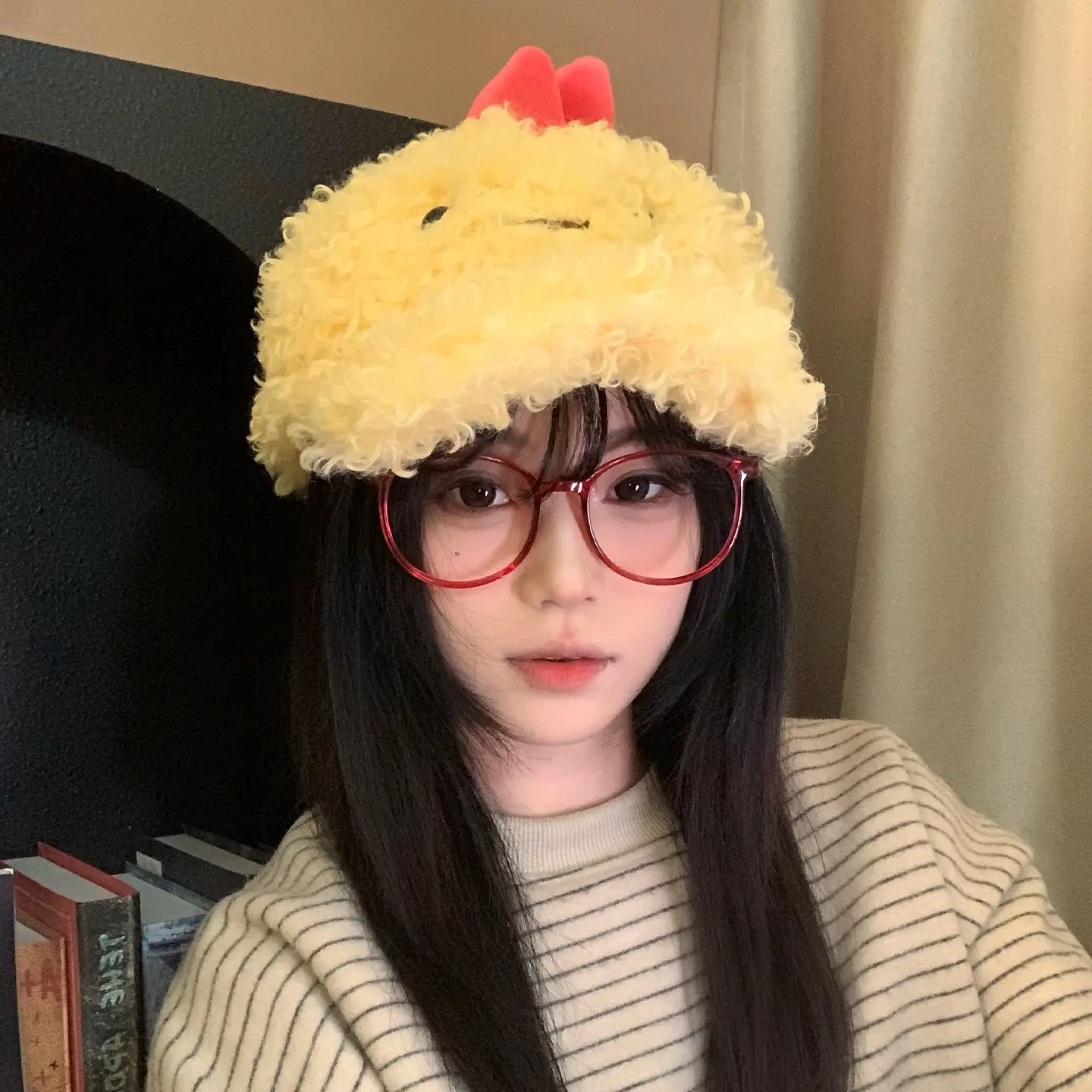 Cute Cartoon Chick Plush Cap for Women Autumn Winter - Image 5
