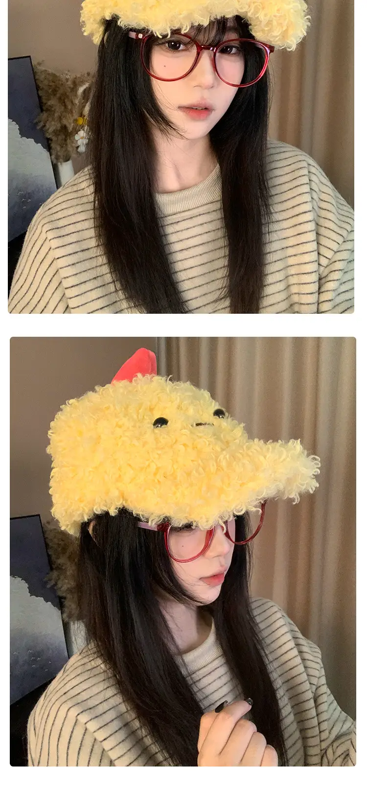 Cute Cartoon Chick Plush Cap for Women Autumn Winter — feature 9