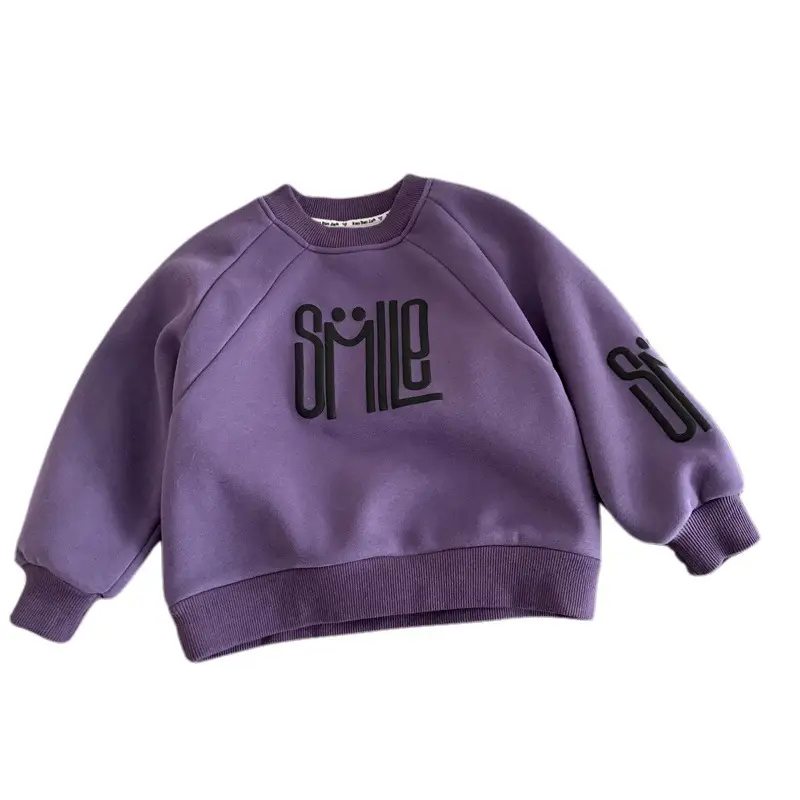 Boys Winter T-Shirt Purple Letter Long Sleeve Kids 2023 - Image 6