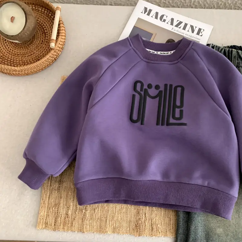 Boys Winter T-Shirt Purple Letter Long Sleeve Kids 2023 — feature 3