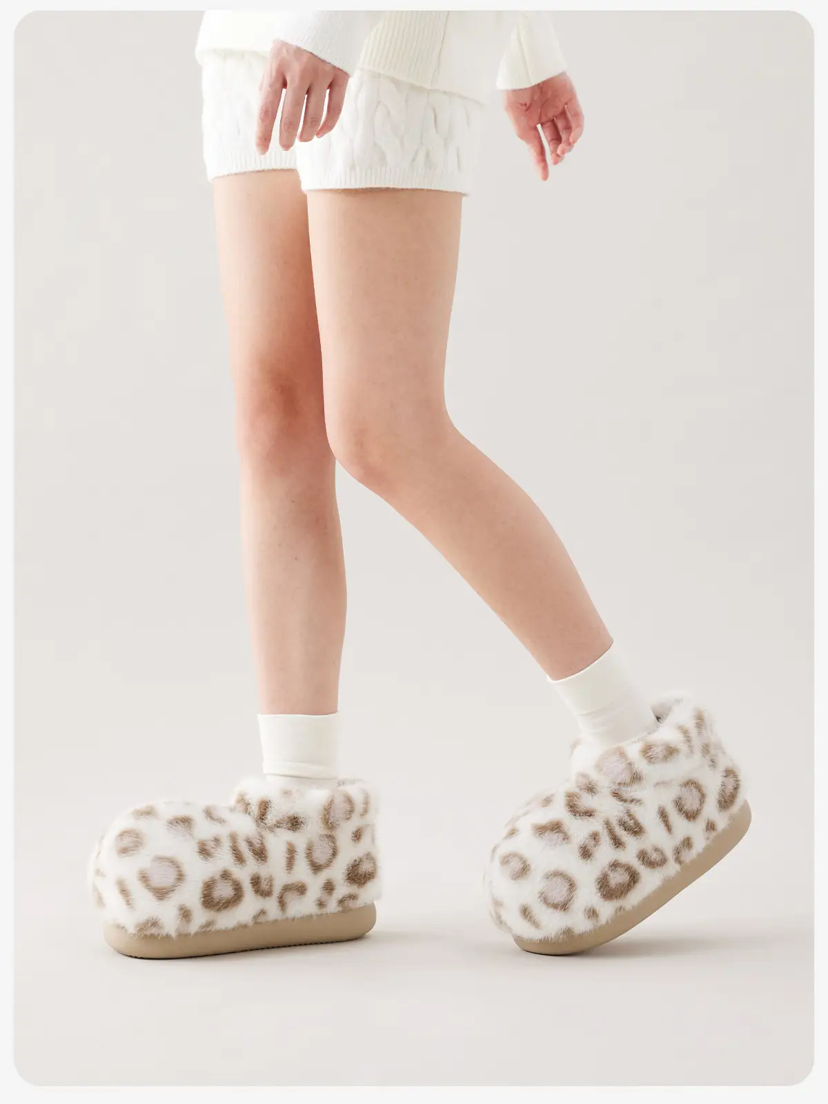 Indoor Leopard Print Cotton Slippers for Women — feature 3