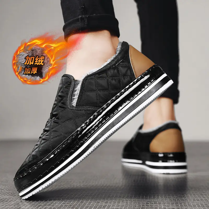 Silver Velvet Slip-On Loafers for Men Winter Warm - Image 3