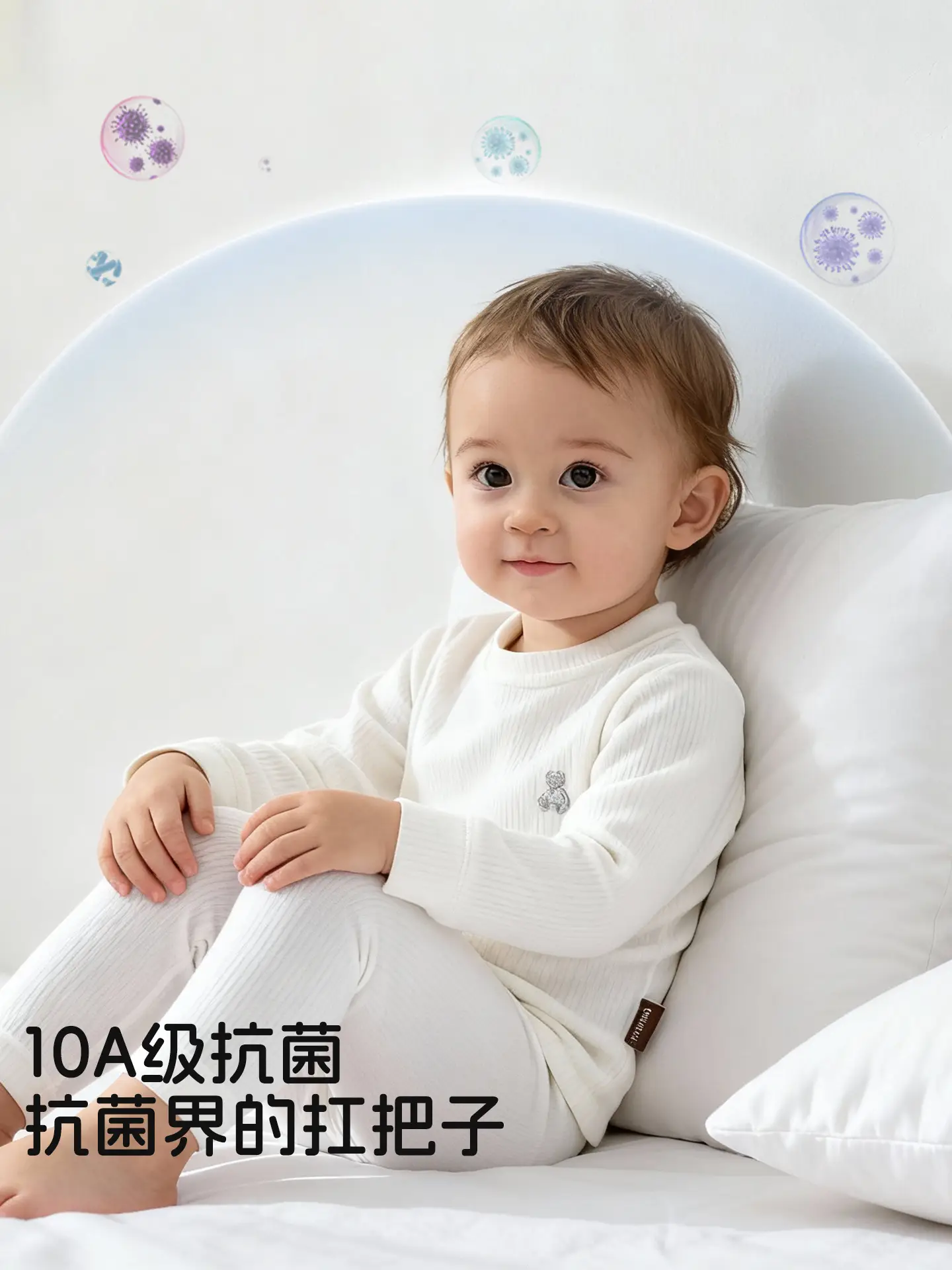 Baby White Cotton Pullover Top for Boys - Image 3
