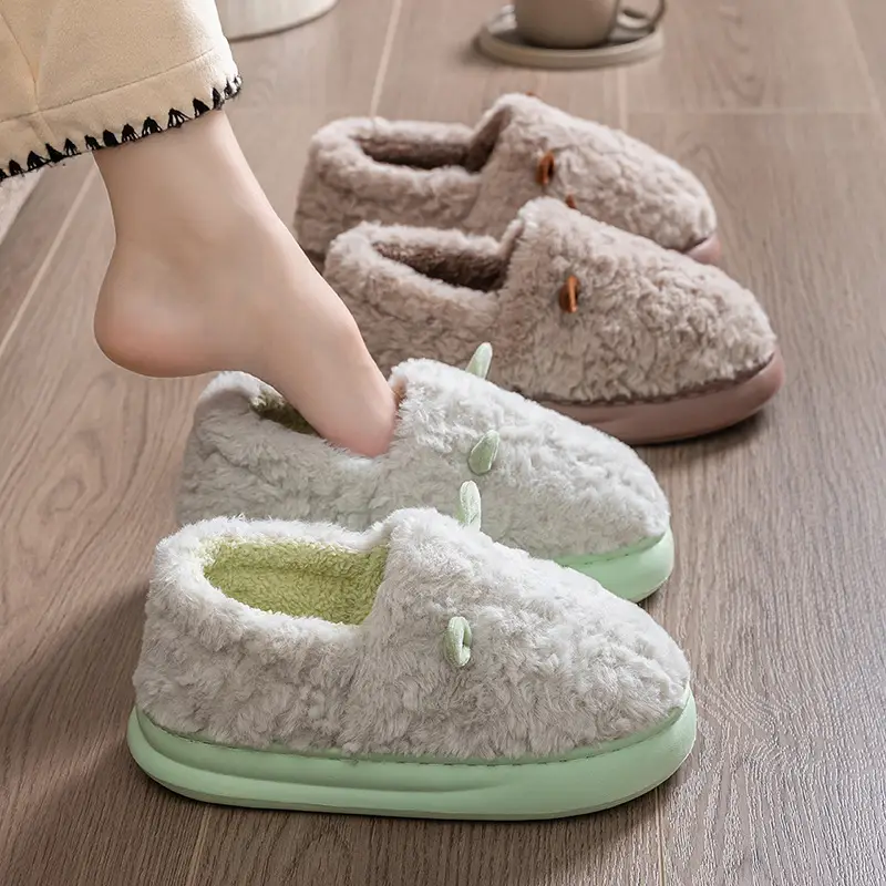 Cotton Slippers That Feel Like Stepping on Shit, Covering the Heels, Indoor Home Cotton Shoes, Thick-Soled Warm Plush Confinement Slippers, Autumn and Winter