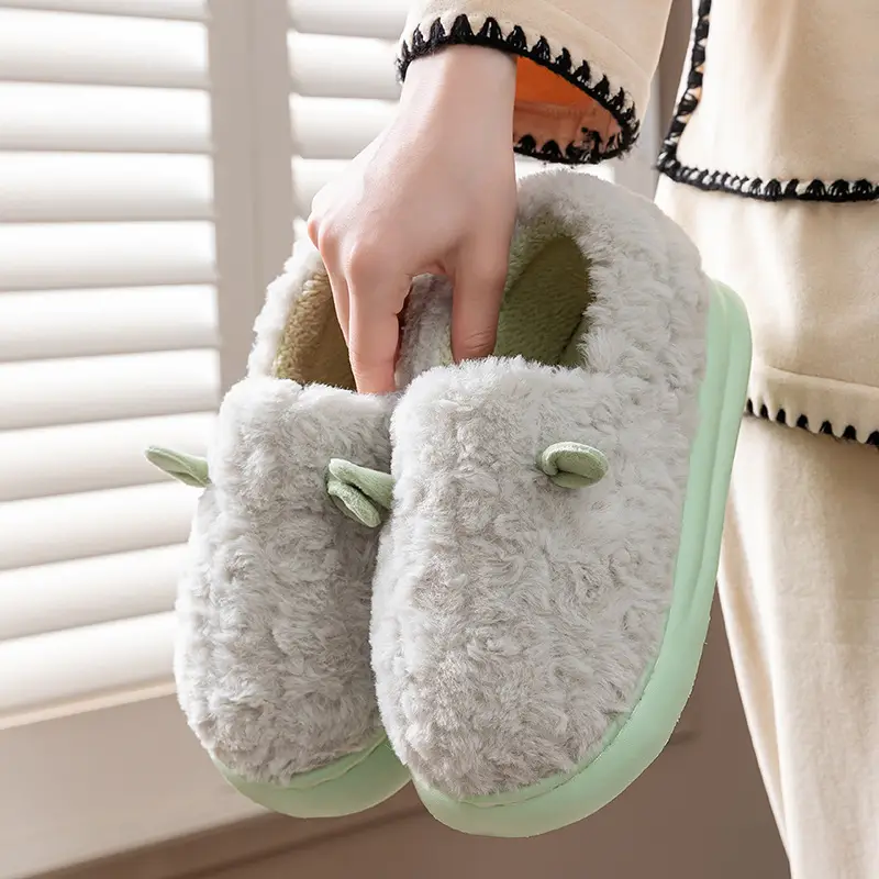 Cotton Slippers That Feel Like Stepping on Shit, Covering the Heels, Indoor Home Cotton Shoes, Thick-Soled Warm Plush Confinement Slippers, Autumn and Winter