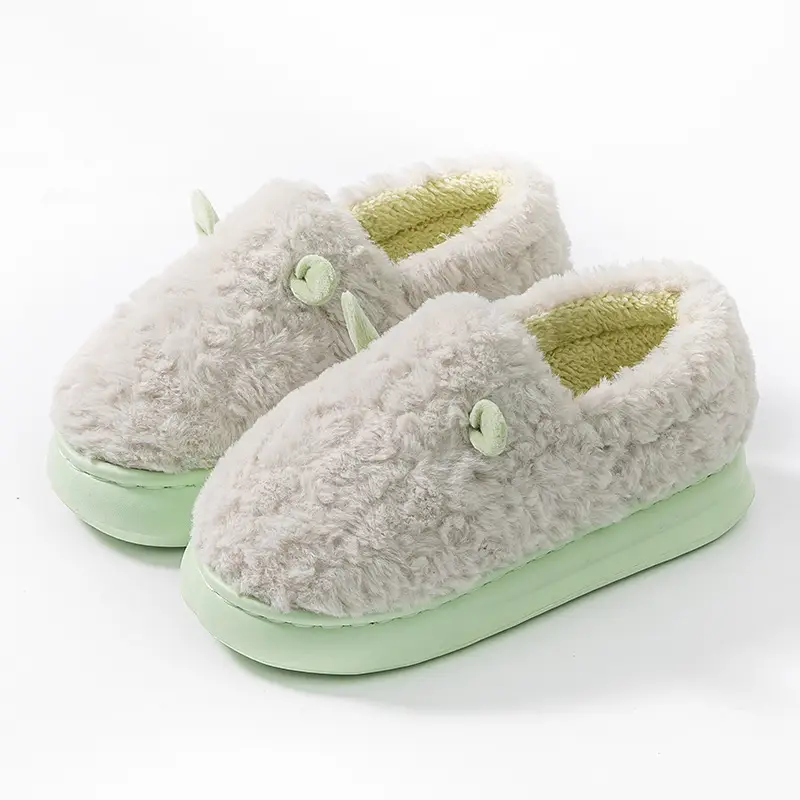 Cotton Slippers That Feel Like Stepping on Shit, Covering the Heels, Indoor Home Cotton Shoes, Thick-Soled Warm Plush Confinement Slippers, Autumn and Winter