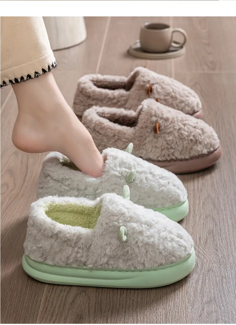Cotton Slippers That Feel Like Stepping on Shit, Covering the Heels, Indoor Home Cotton Shoes, Thick-Soled Warm Plush Confinement Slippers, Autumn and Winter — feature 19