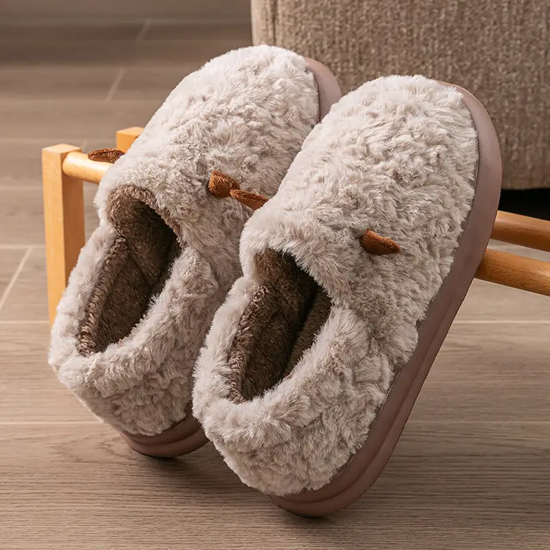 Cotton Slippers That Feel Like Stepping on Shit, Covering the Heels, Indoor Home Cotton Shoes, Thick-Soled Warm Plush Confinement Slippers, Autumn and Winter