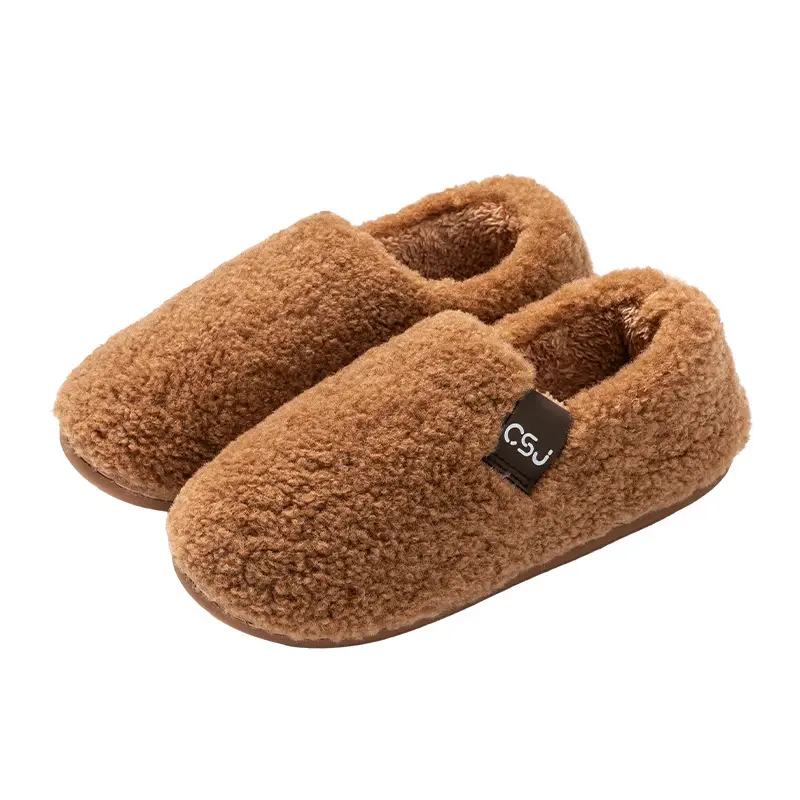 Women's Winter 2025 New Indoor Home Plush Warm Non-Slip Closed Heel Outdoor Plush Cotton Slippers for Women - Image 14