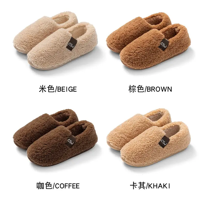 Women's Winter 2025 New Indoor Home Plush Warm Non-Slip Closed Heel Outdoor Plush Cotton Slippers for Women — feature 6
