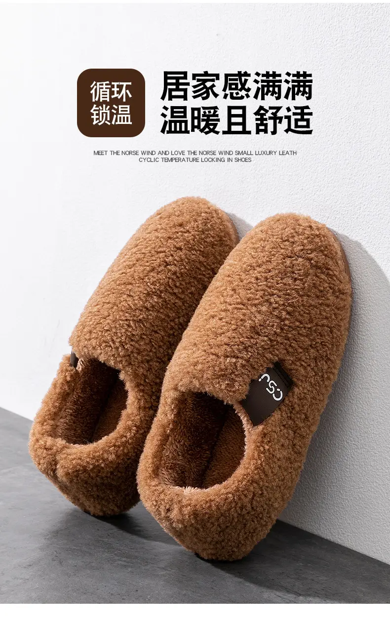 Women's Winter 2025 New Indoor Home Plush Warm Non-Slip Closed Heel Outdoor Plush Cotton Slippers for Women — feature 7