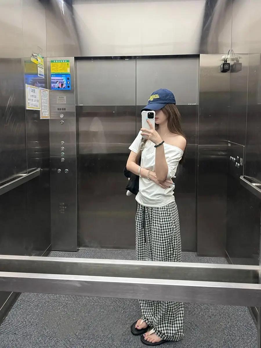 Craftsman One Cross-Border Asymmetrical Off-Shoulder Two-Way Short Sleeve T-Shirt for Women 2026 Spring/Summer New Korean Style Casual Base Shirt Trend — feature 21