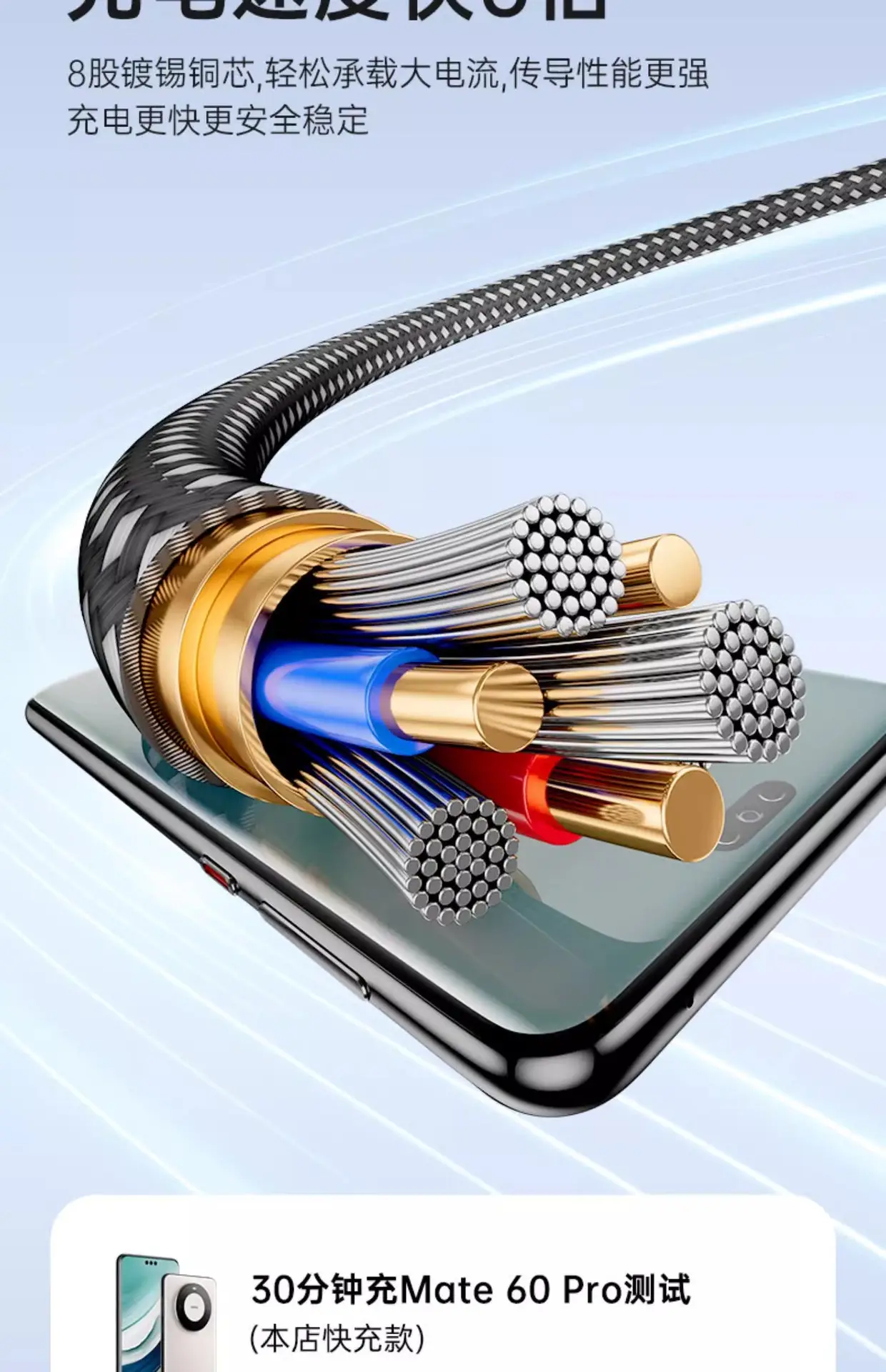 120W Braided Three-In-One Charging Cable for Apple & Huawei — feature 10