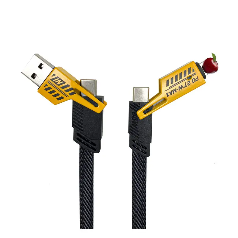 120W Braided Three-In-One Charging Cable for Apple & Huawei