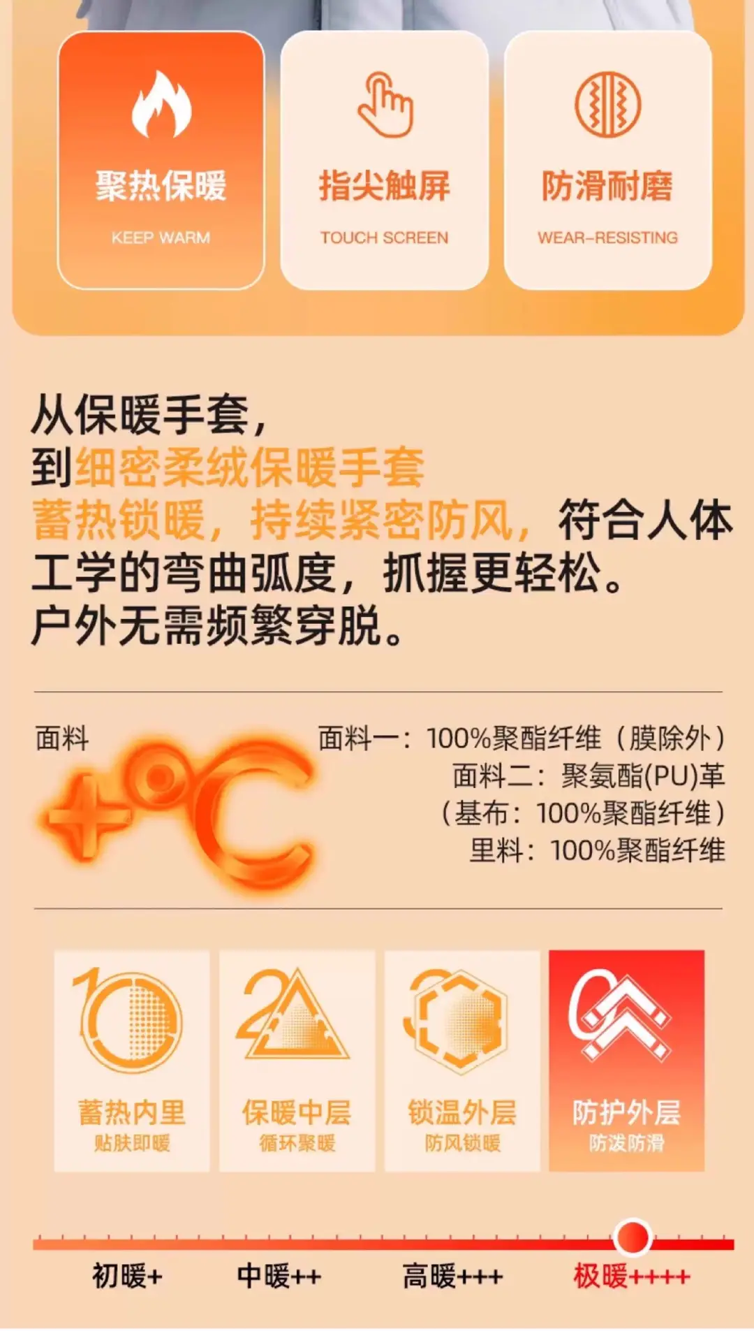 Li Ning Warm Gloves for Men in Winter, Outdoor Sports, Hiking, Hiking and Running, Ultra-Thick Fleece-Lined, Cold Wind and Waterproof — feature 3