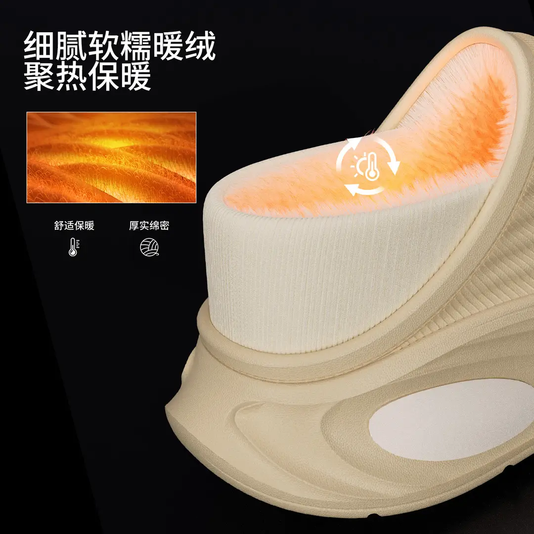 Men's Winter 2025 New Cotton Shoes Indoor Home Non-Slip Outdoor Warm Large Size Closed-Back Shoe Shell Winter Style Wool Slippers