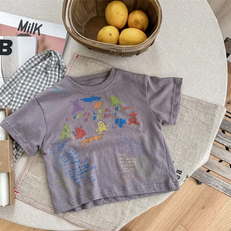 Girls Printed Short Sleeve T-Shirt 2026 Summer Korean Style - Image 2