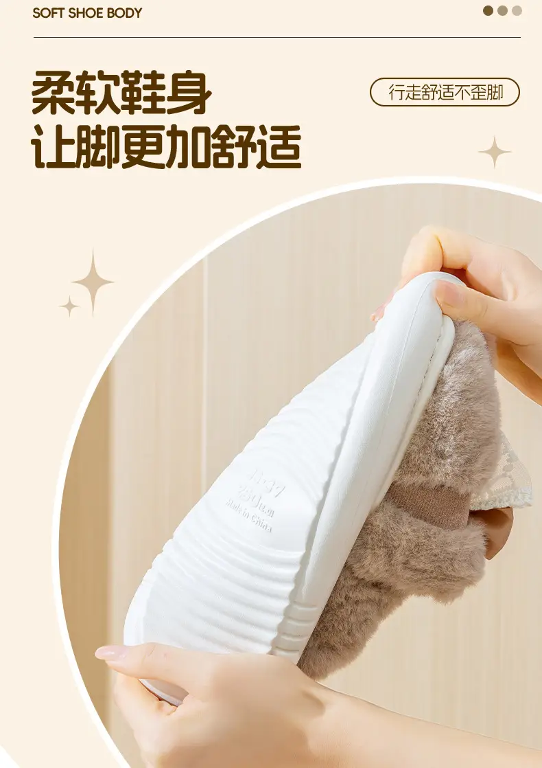Women's New Style Home Warm Non-Slip Soft-Soled Comfortable Outer Wear Thick-Soled Plus Plush Slippers for Women with Bow-Knot Cotton Shoes — feature 11