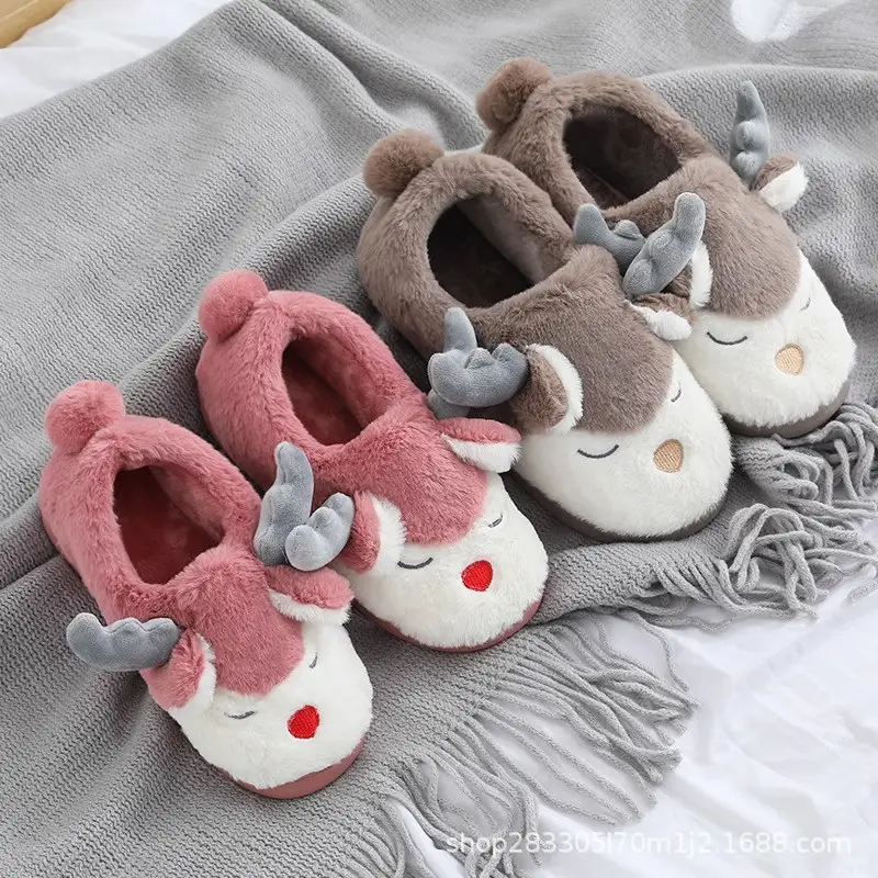 Clearance Autumn and Winter Deer Cotton Slippers for Women, Winter Indoor Couple Slippers, Postpartum Home Slippers for Men and Women