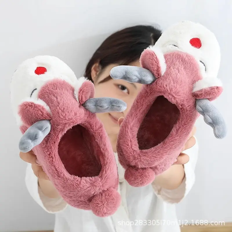 Clearance Autumn and Winter Deer Cotton Slippers for Women, Winter Indoor Couple Slippers, Postpartum Home Slippers for Men and Women