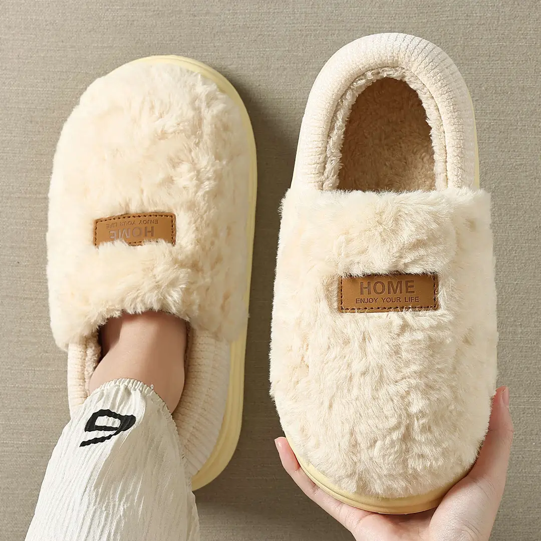 Duoduo Velvet Cotton Slippers for Women Winter Bag Heel 2025 New Indoor Home Thick-Soled Non-Slip Plush Cotton Shoes for Women - Image 5