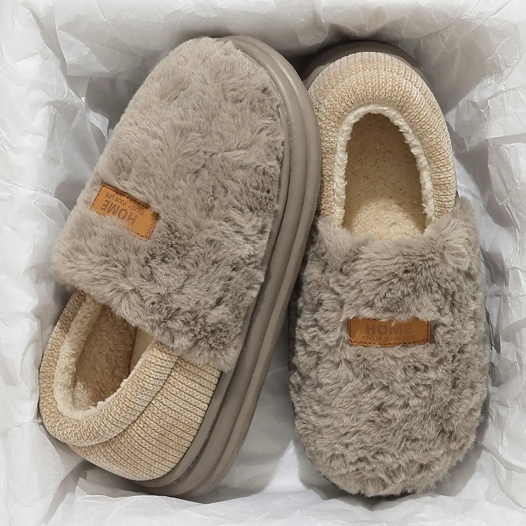 Duoduo Velvet Cotton Slippers for Women Winter Bag Heel 2025 New Indoor Home Thick-Soled Non-Slip Plush Cotton Shoes for Women - Image 4