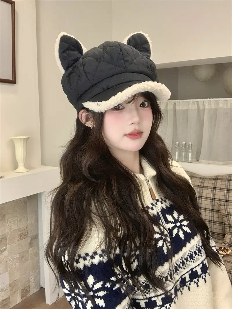 Women's Winter Ear Cap with Warm Fur Trim — feature 1