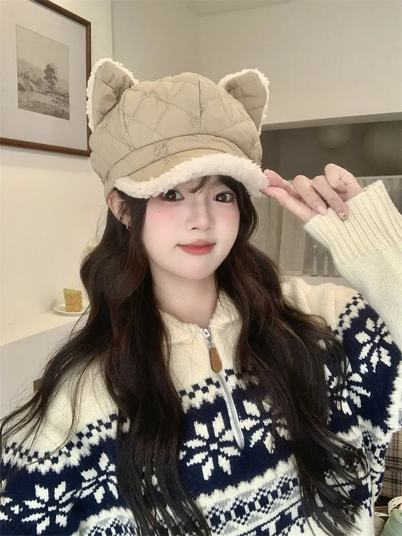 Women's Winter Ear Cap with Warm Fur Trim — feature 4