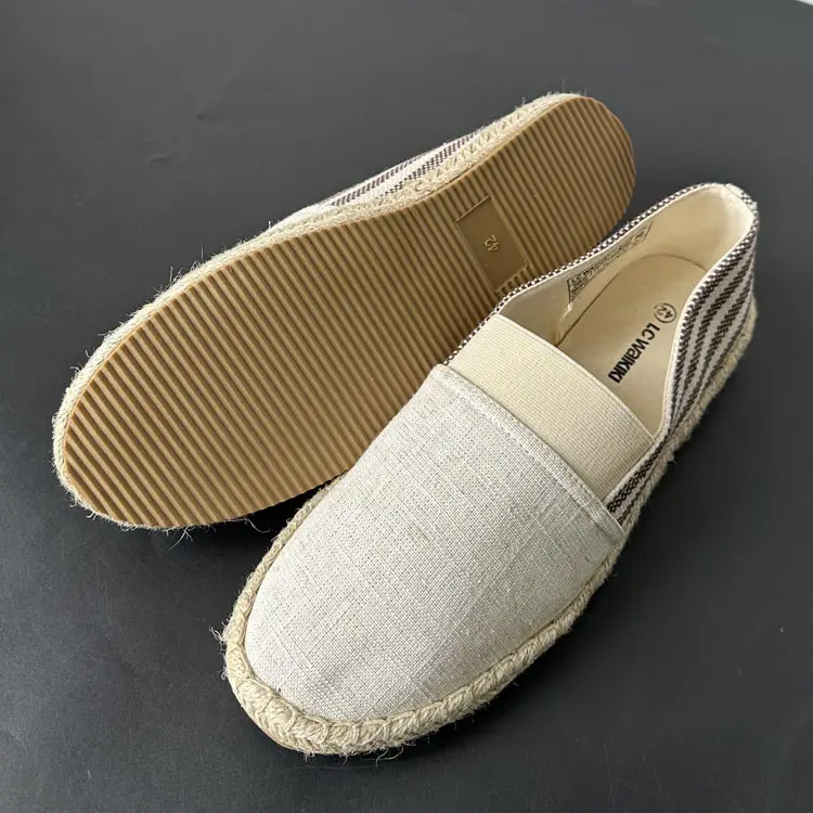 2025 Autumn Round Toe Cloth Shoes Fashion Versatile Slip-On Striped Men's Espadrilles Wholesale for Foreign Trade