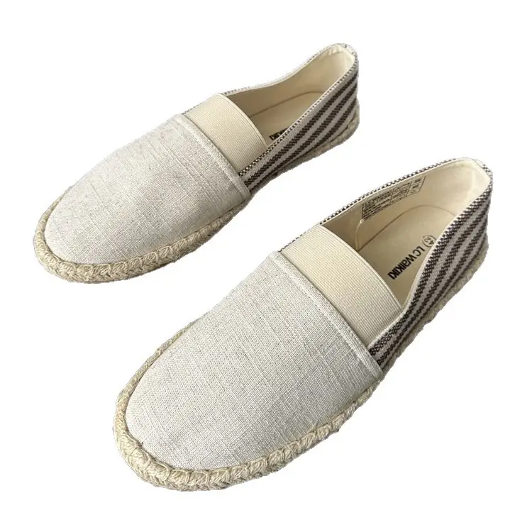 2025 Autumn Round Toe Cloth Shoes Fashion Versatile Slip-On Striped Men's Espadrilles Wholesale for Foreign Trade