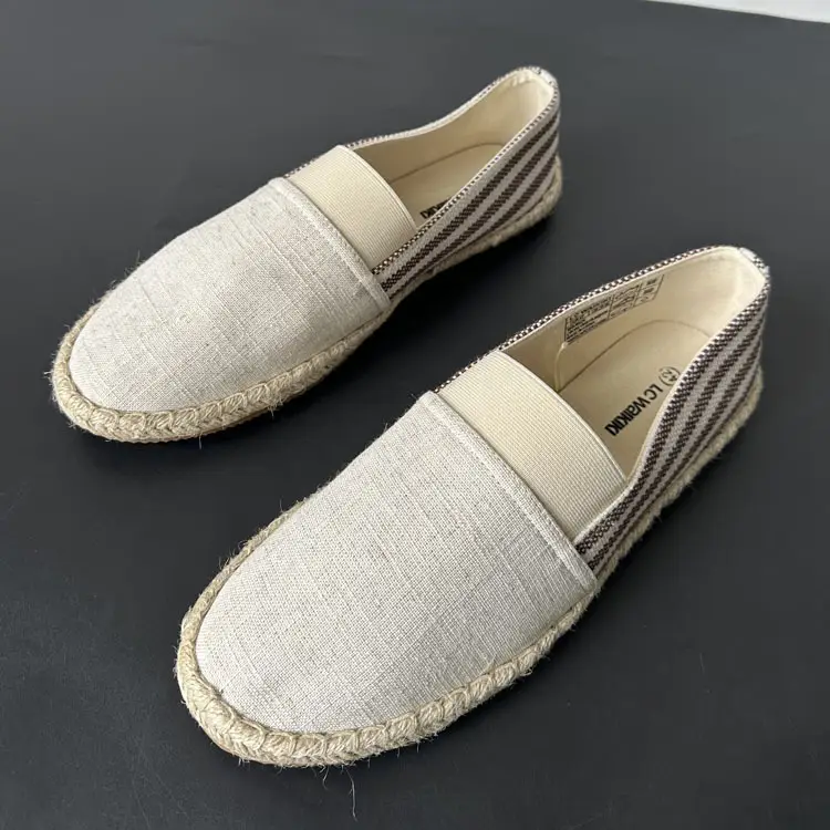 2025 Autumn Round Toe Cloth Shoes Fashion Versatile Slip-On Striped Men's Espadrilles Wholesale for Foreign Trade — feature 1