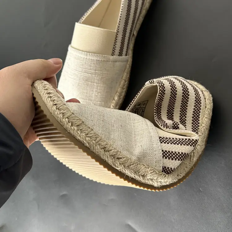 2025 Autumn Round Toe Cloth Shoes Fashion Versatile Slip-On Striped Men's Espadrilles Wholesale for Foreign Trade — feature 11