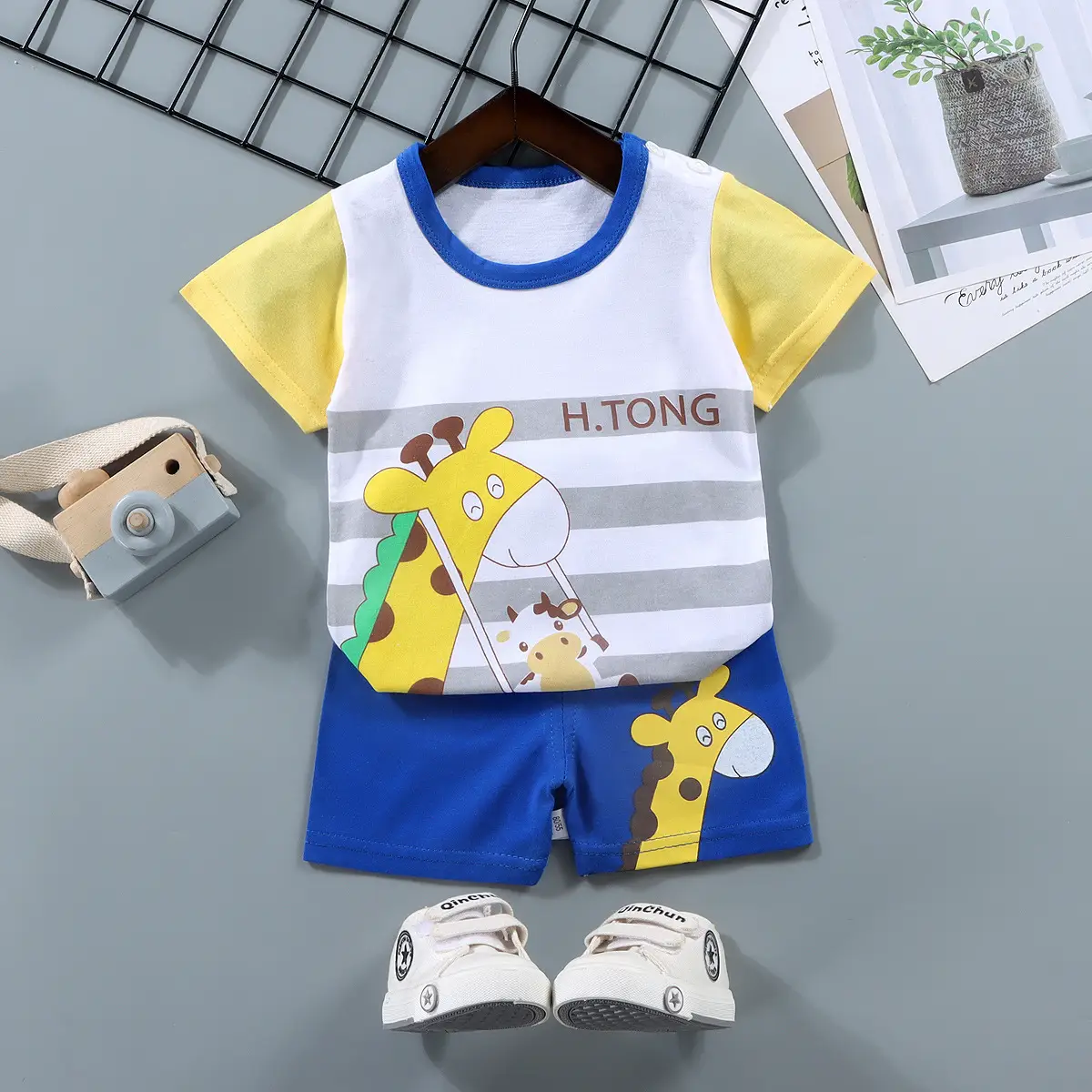 Children Cotton Bunny Print Shorts Set Summer - Image 29
