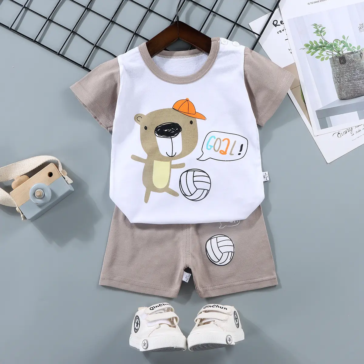 Children Cotton Bunny Print Shorts Set Summer - Image 10