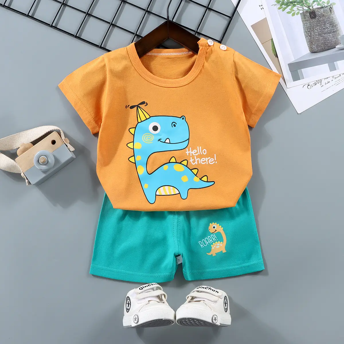 Children Cotton Bunny Print Shorts Set Summer - Image 12