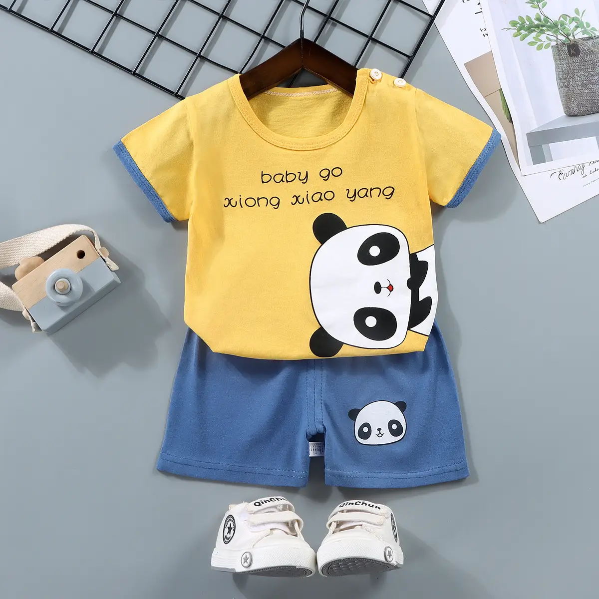 Children Cotton Bunny Print Shorts Set Summer - Image 13