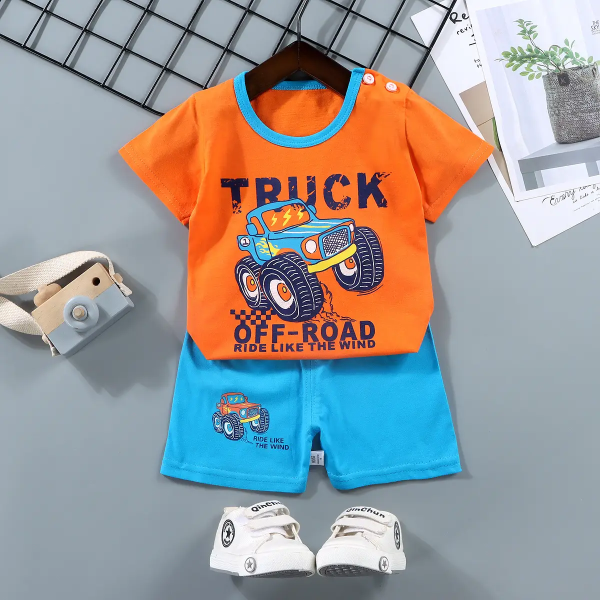 Children Cotton Bunny Print Shorts Set Summer - Image 14