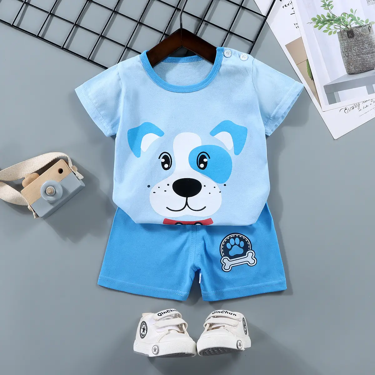 Children Cotton Bunny Print Shorts Set Summer - Image 18