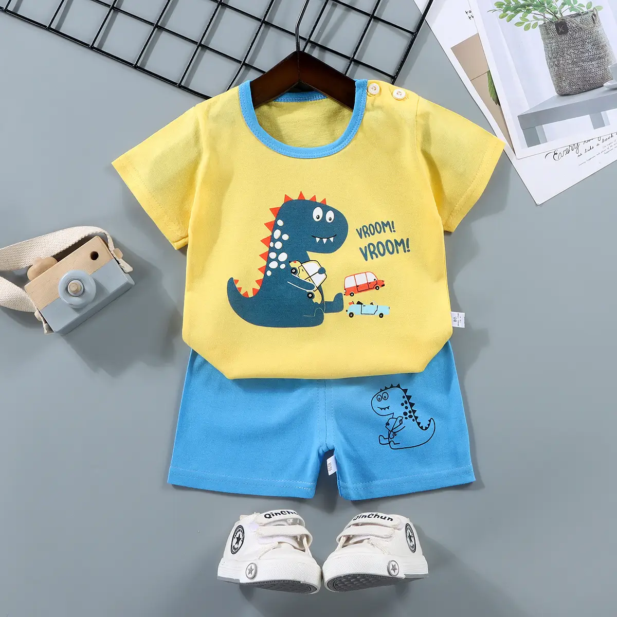 Children Cotton Bunny Print Shorts Set Summer - Image 19