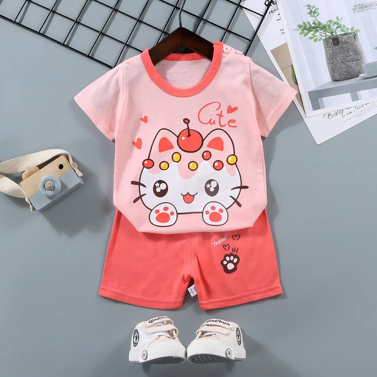 Children Cotton Bunny Print Shorts Set Summer - Image 20