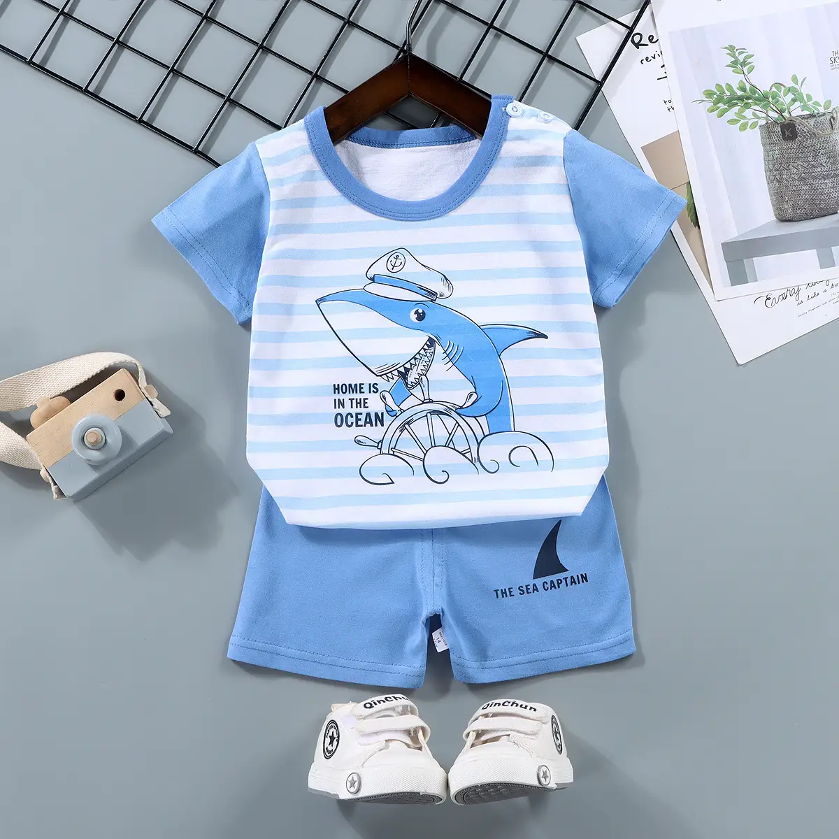 Children Cotton Bunny Print Shorts Set Summer - Image 21