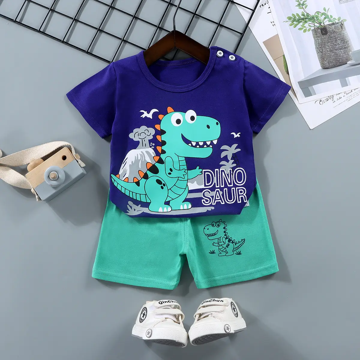 Children Cotton Bunny Print Shorts Set Summer - Image 22