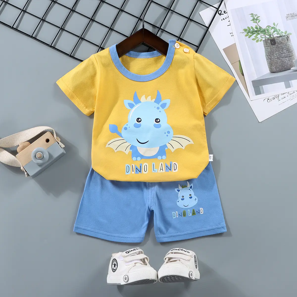 Children Cotton Bunny Print Shorts Set Summer - Image 25