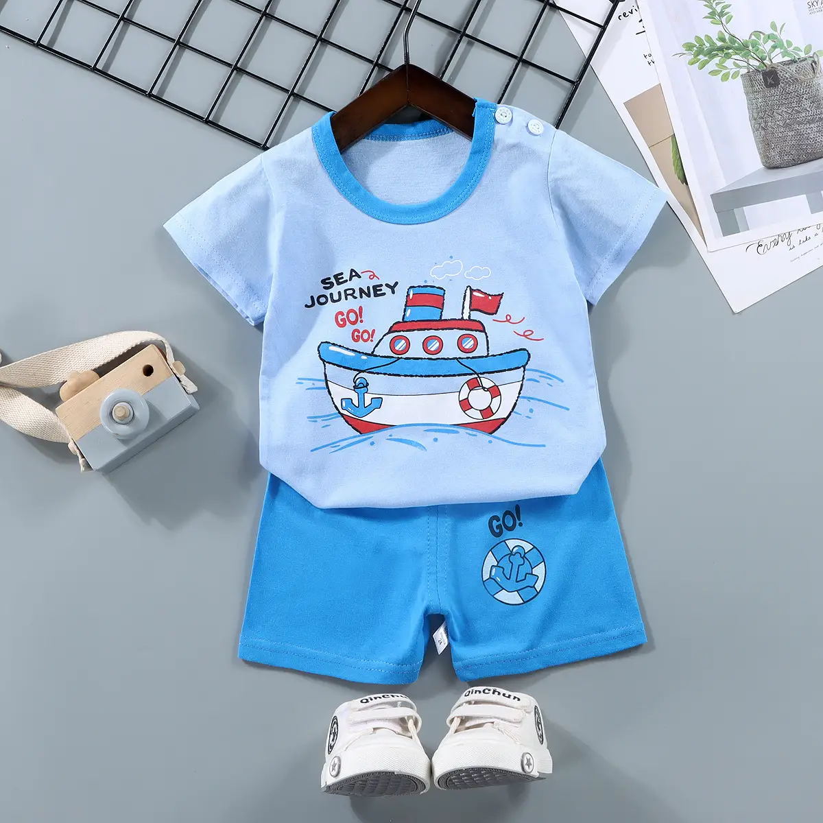 Children Cotton Bunny Print Shorts Set Summer - Image 28