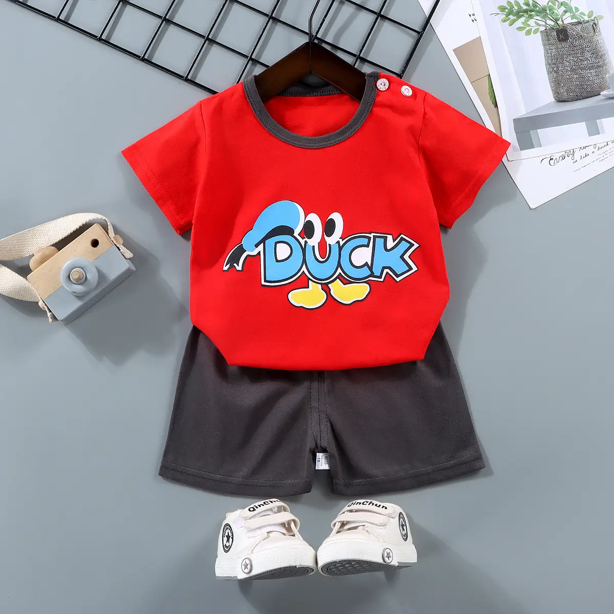 Children Cotton Bunny Print Shorts Set Summer - Image 32
