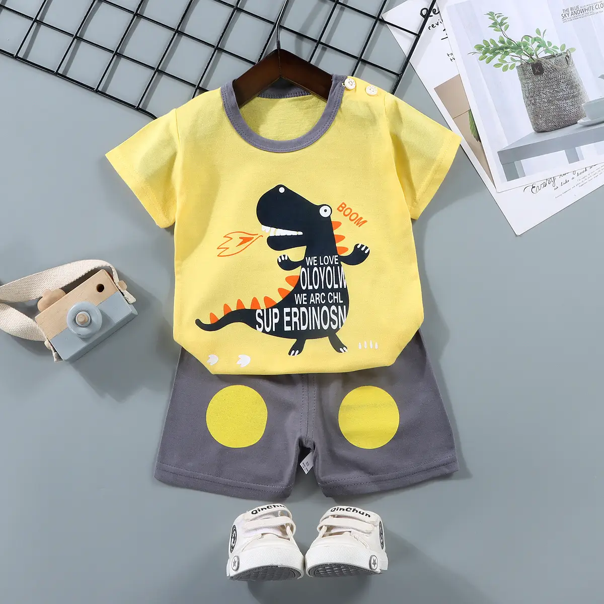Children Cotton Bunny Print Shorts Set Summer - Image 36
