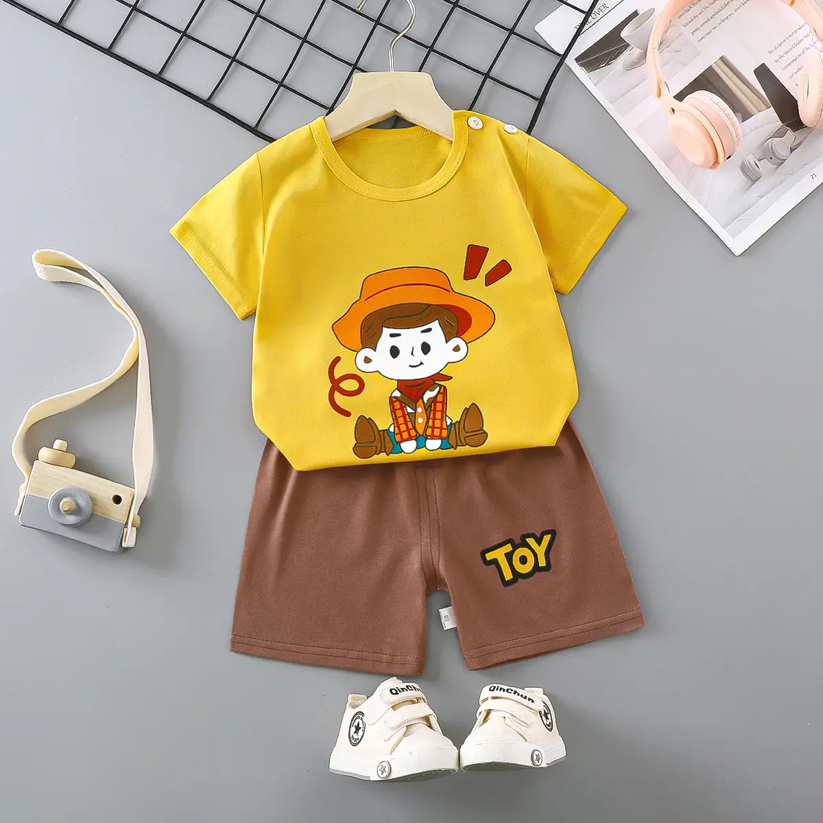 Children Cotton Bunny Print Shorts Set Summer - Image 40