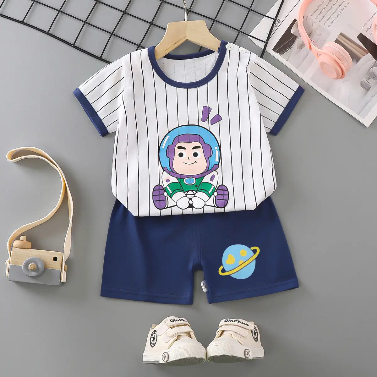 Children Cotton Bunny Print Shorts Set Summer - Image 43