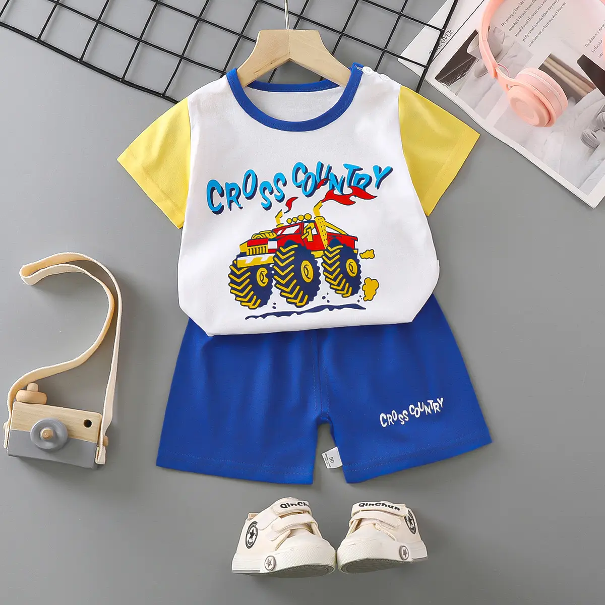 Children Cotton Bunny Print Shorts Set Summer - Image 44